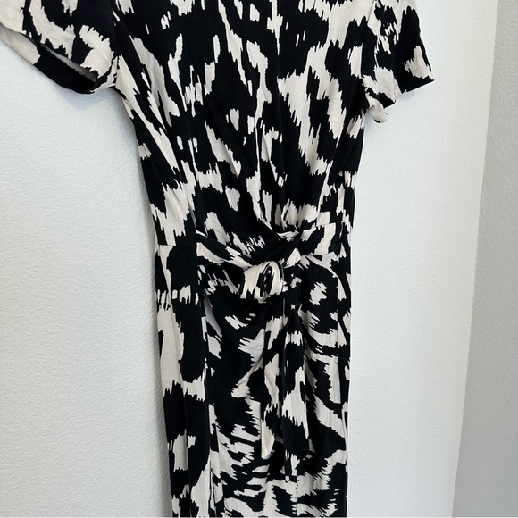 Diane Von Furstenberg Zoe Dress Short Sleeves Black White 100% Silk Size 8 Women - Picture 4 of 12
